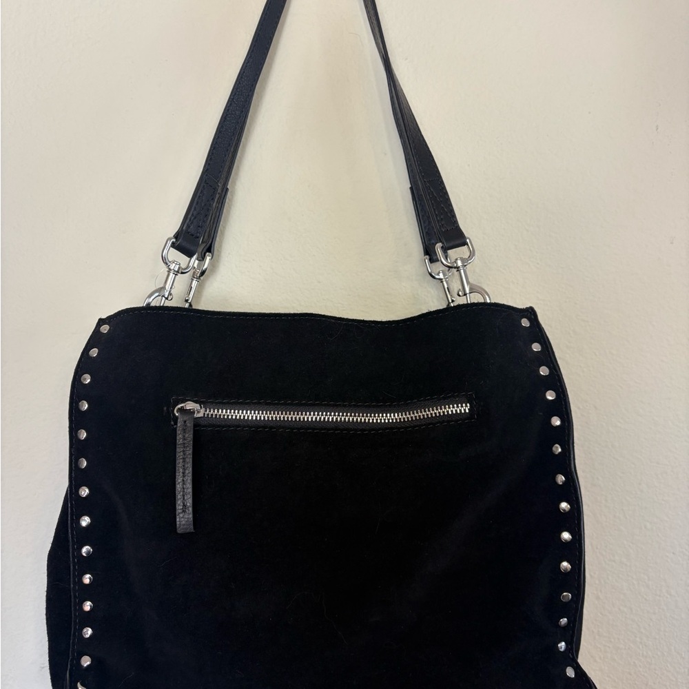 American Leather Co. Lenox 2.0 Black Suede triple entry Satchel - Picture 3 of 5